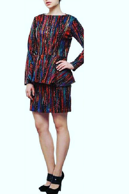 Messy Peplum Tweed Dress