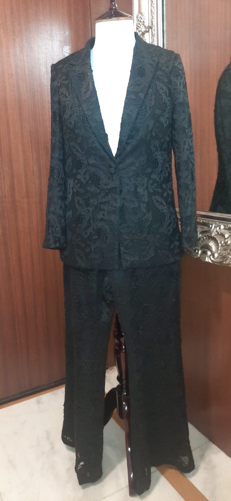 Applique Lace & Leather Co-Ord Set