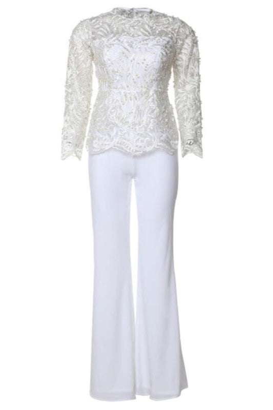 Serene Pearlwork Peplum Jumpsuit