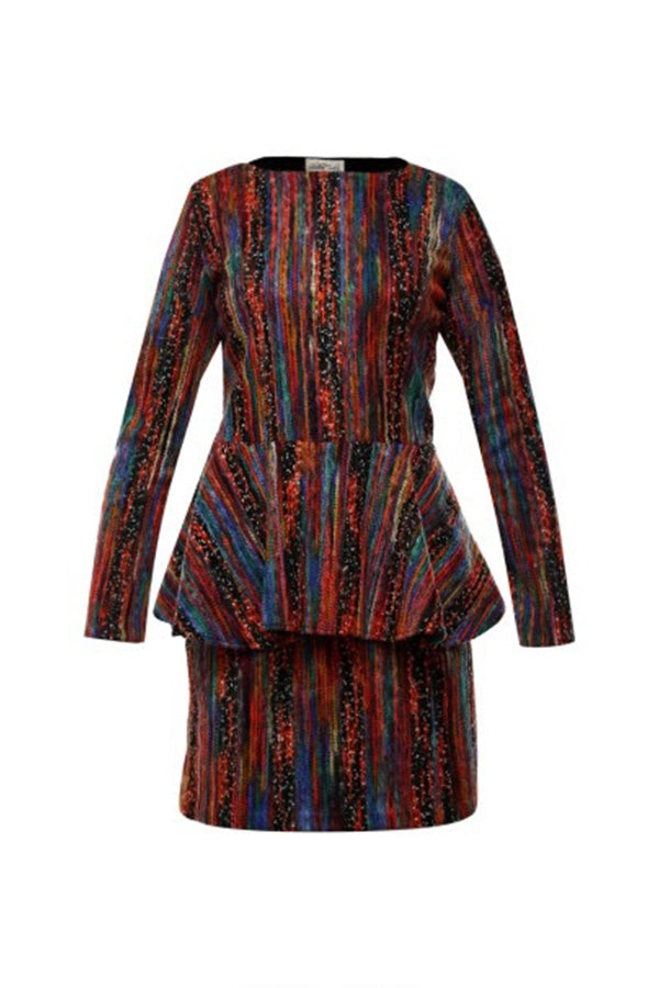 Messy Peplum Tweed Dress
