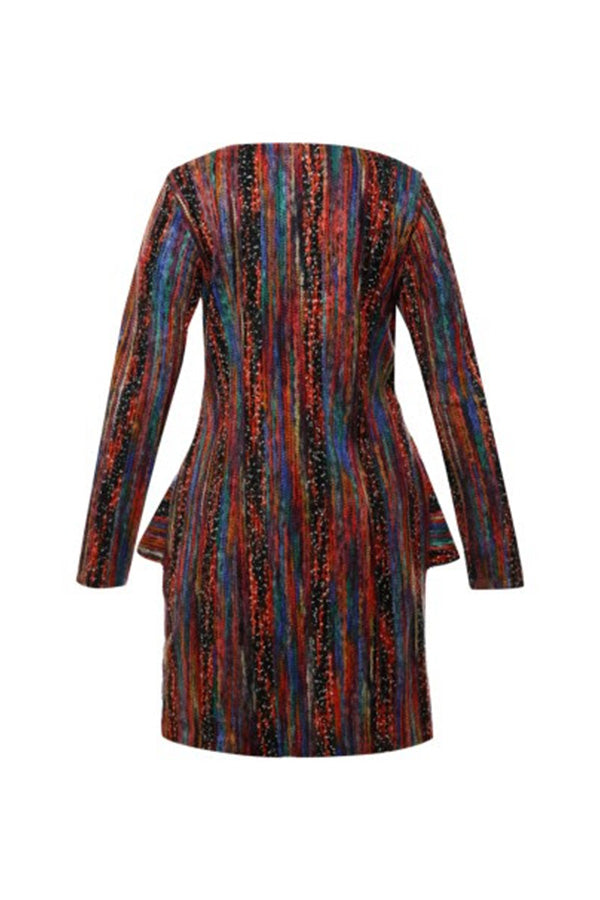 Messy Peplum Tweed Dress