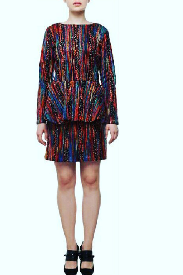 Messy Peplum Tweed Dress