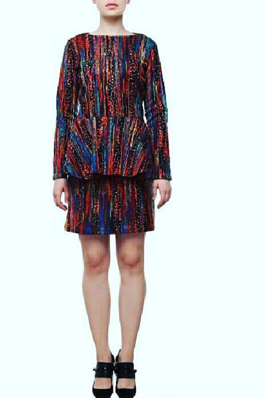 Messy Peplum Tweed Dress