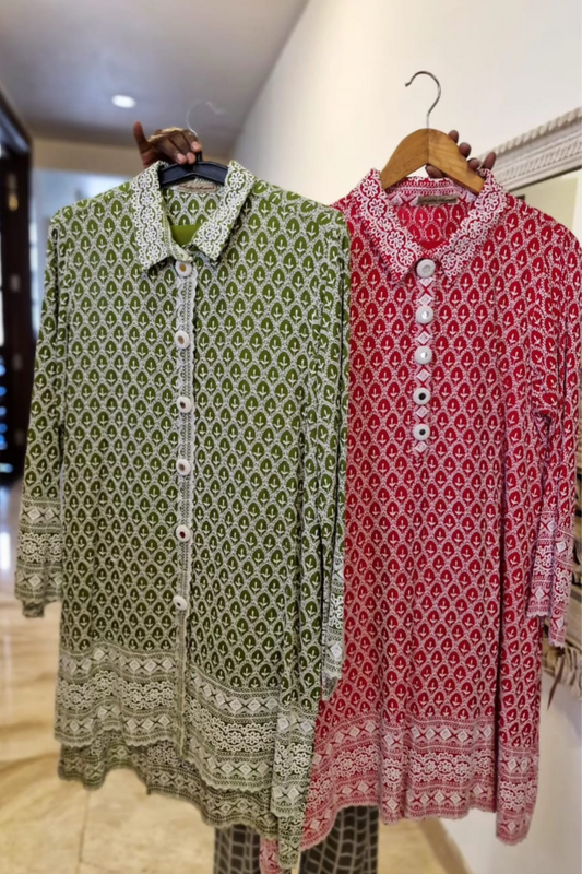Samara Kurta in Moss Green